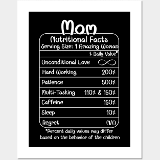 Mom Nutritional Facts (for Dark Shirts) Posters and Art